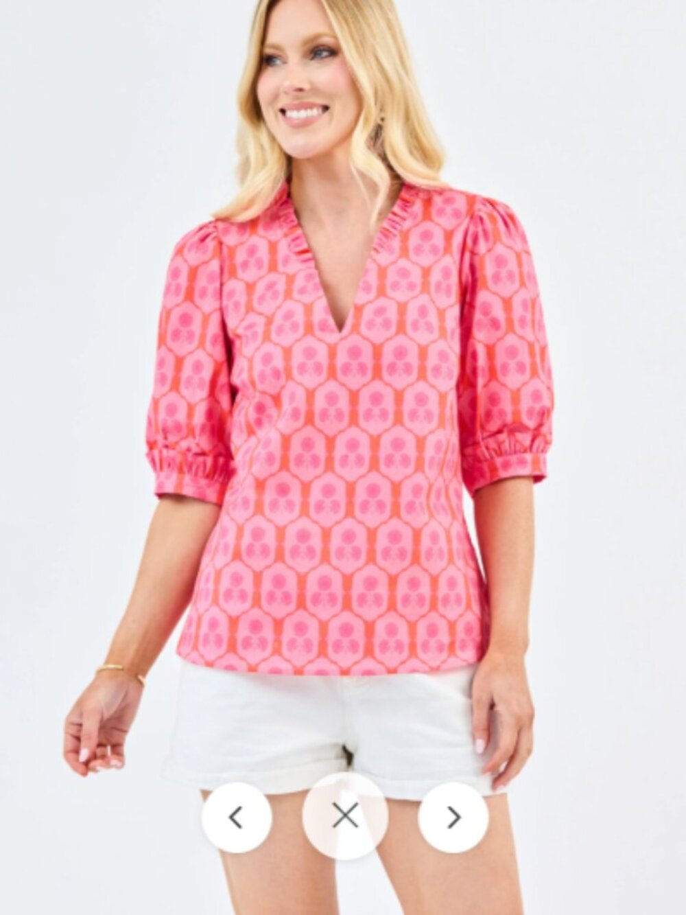 Womenโs Mary Square Pink Patterned Colette Top Rosette Charm โ Small